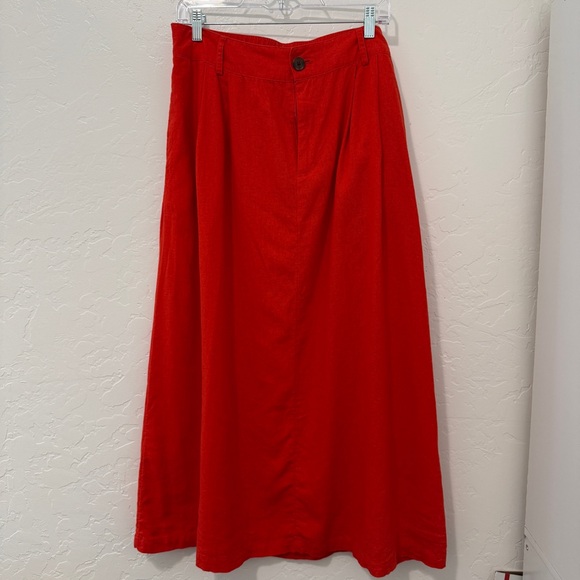 a new day Dresses & Skirts - A New Day Red Linen Blend Maxi Skirt Size Large Elastic Waist Summer